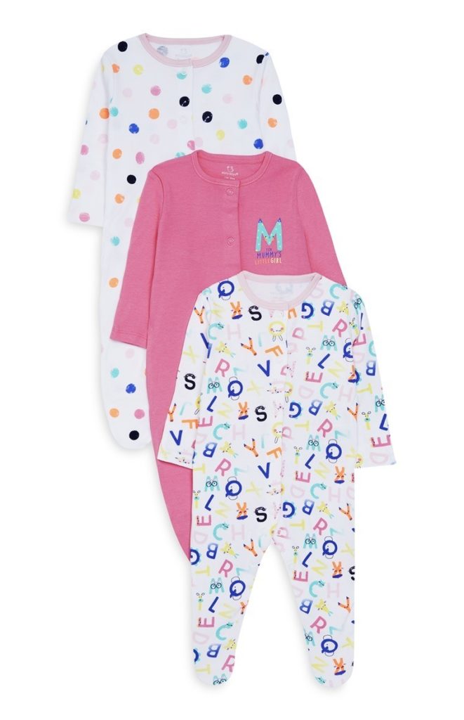 Pack de 3 pijamas enterizos para bebé