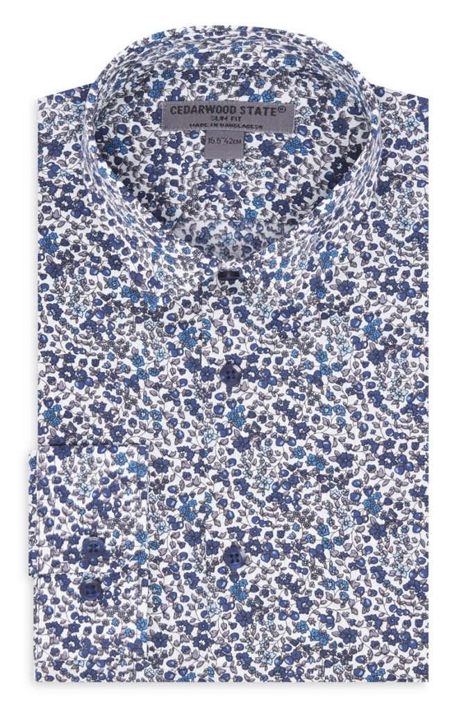 Camisa azul estampada