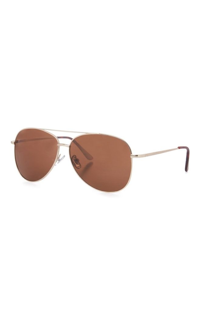 Gafas de aviador montura metálica dorada