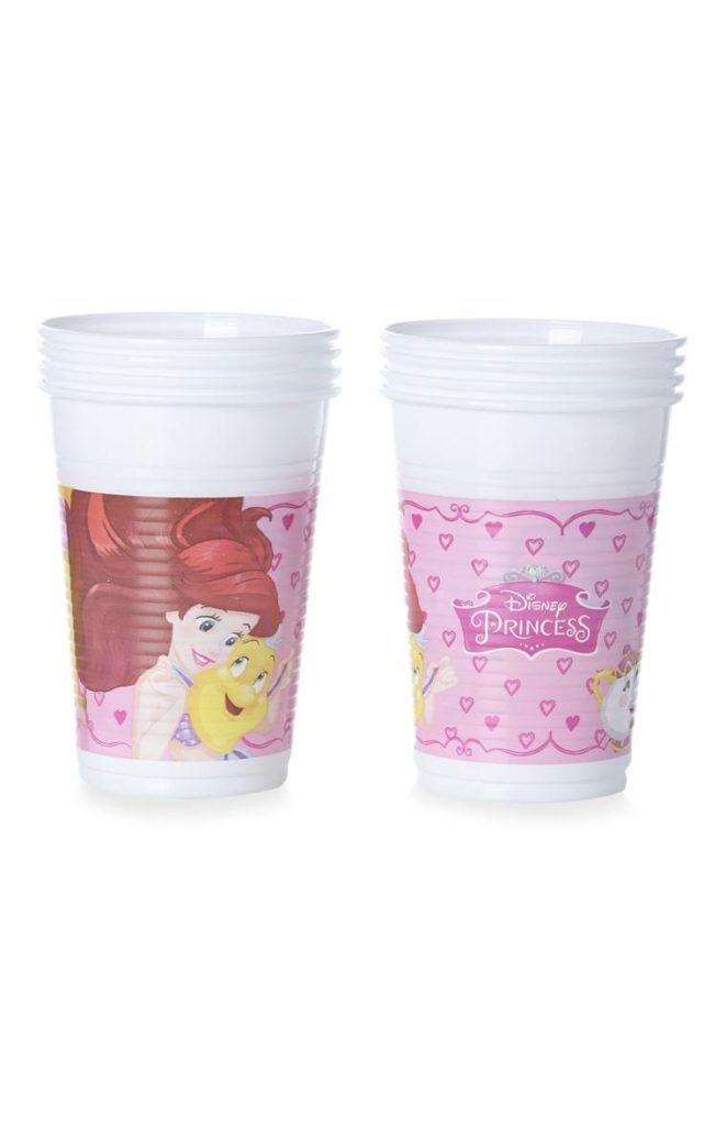 Pack de 8 vasos de plástico de princesas