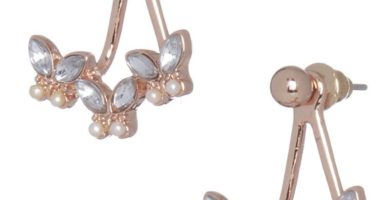 Pendientes de mariposas rosas con strass