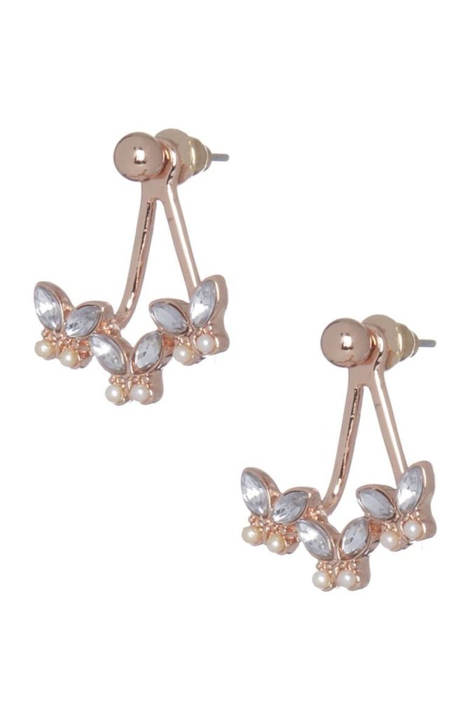 Pendientes de mariposas rosas con strass