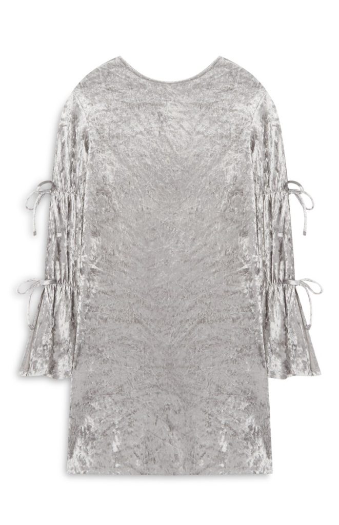 Silver Crushed Velvet Dress