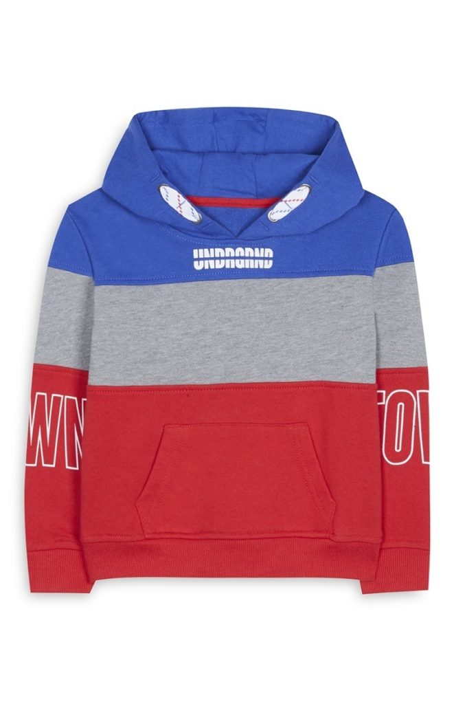 Sudadera azul, gris y roja niño pequeño