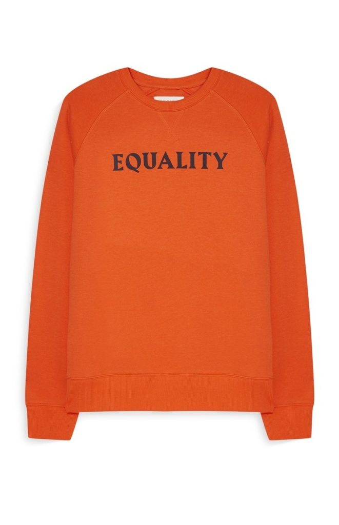 Sudadera naranja con mensaje