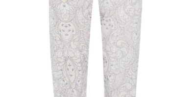 Pantalón de pijama color crema con trabillas