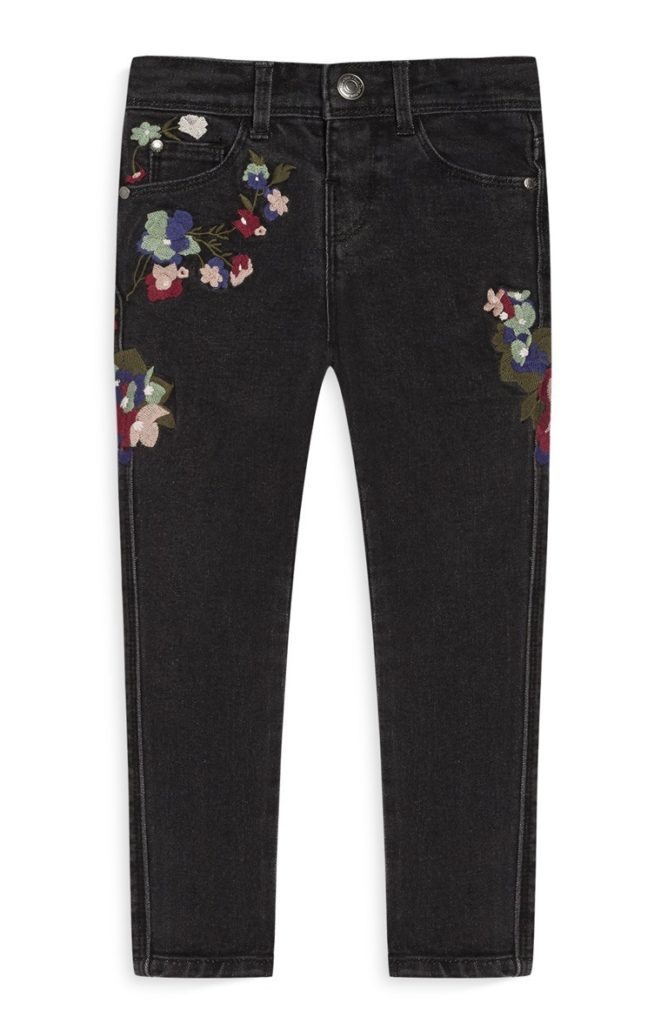 jean floral para niña pequeña