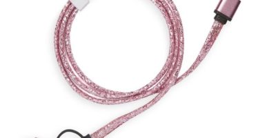 Cable rosa con purpurina