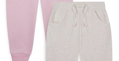 Pack de 2 pantalones de chándal rosa y gris