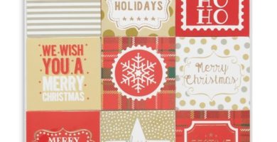 Pack de 24 etiquetas «Merry and Bright»