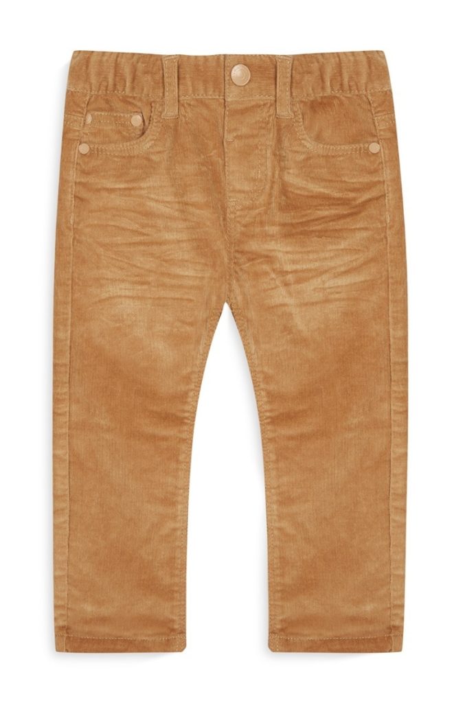 Pantalón beige con pretina fruncida para niño