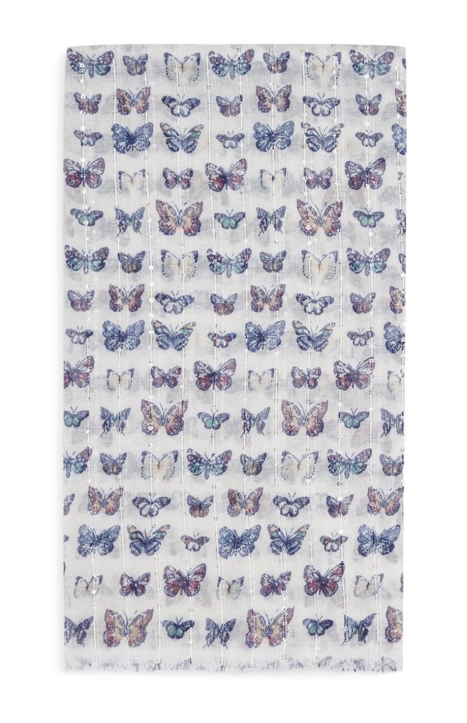 Pañuelo estampado de mariposas