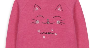 Suéter de gato rosa de bebé niña