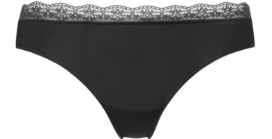 Tanga invisible negro con puntilla