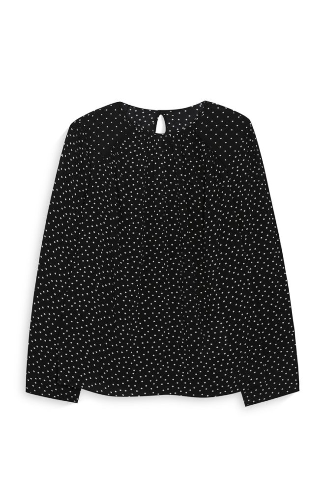 Blusa a lunares color negro para mujer