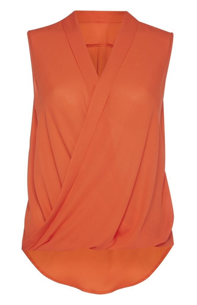 Blusa cruzada sin mangas naranja