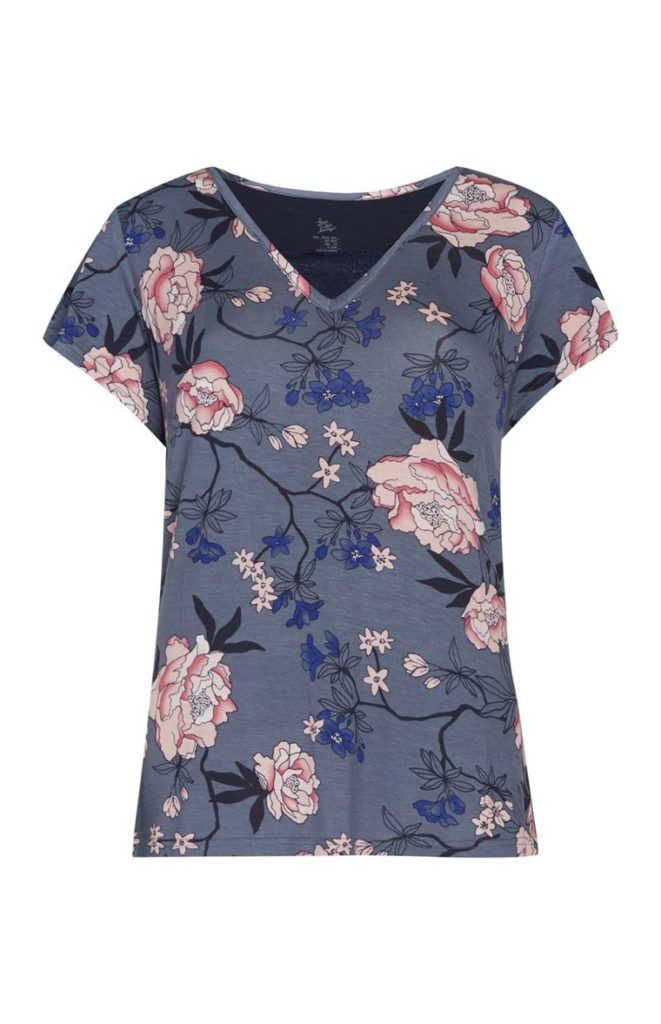 Blusa de Flores azul marino