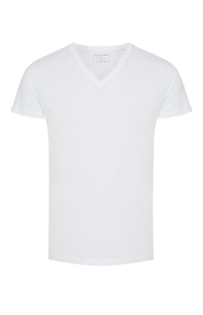 Camiseta ajustada con cuello de pico blanca