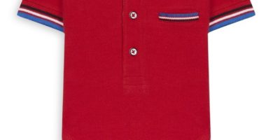 Camiseta roja con broches de presión para recién nacido