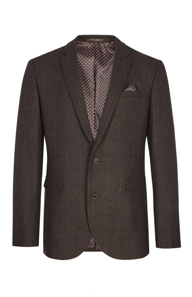 Chaqueta con diseño de tweed marrón