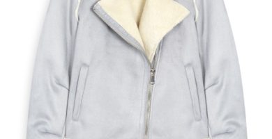 Chaqueta motera con forro polar gris