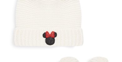 Juego de gorros y manoplas de Minnie Mouse