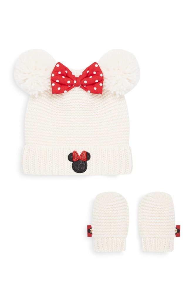 Juego de gorros y manoplas de Minnie Mouse