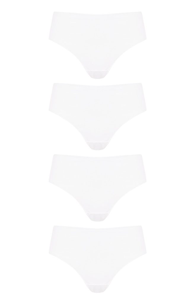 Pack de 4 bragas de talle medio blancas