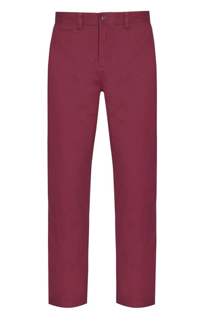 Pantalón chino básico color bermellón para hombre