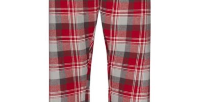 Pantalón de pijama de cuadros rojos para mujer de minnie mouse