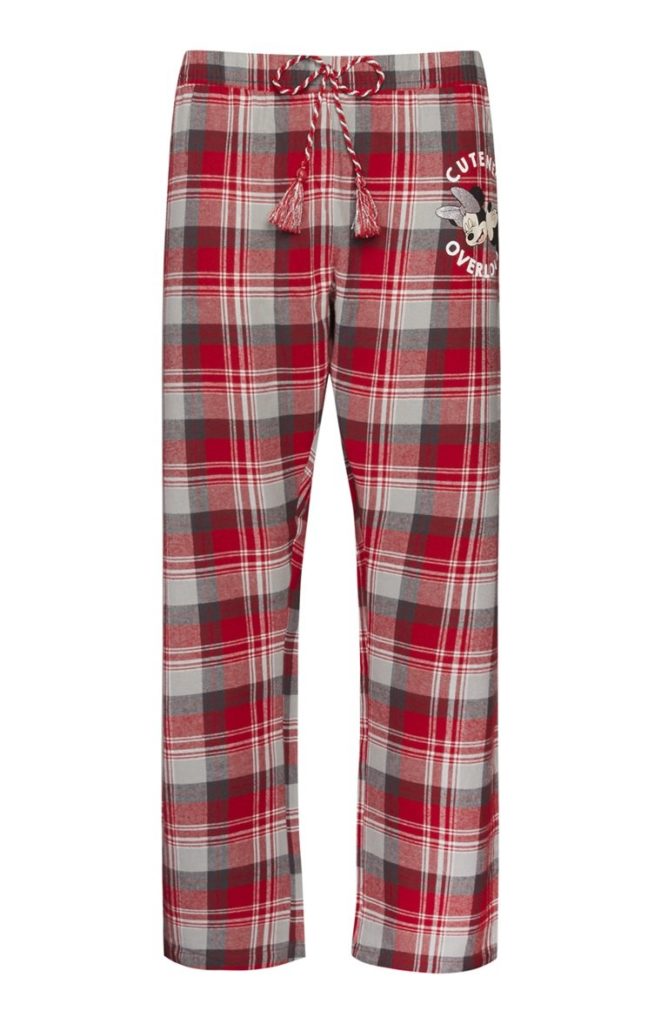 Pantalón de pijama de cuadros rojos para mujer de minnie mouse