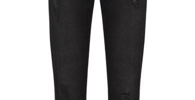 Pantalón jean ajustado negro para mujer