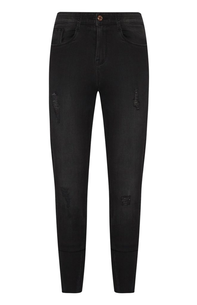 Pantalón jean ajustado negro para mujer