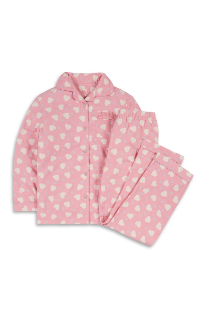 Pijama entera rosa con corazones