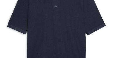 Polo ajustado azul marino para hombre