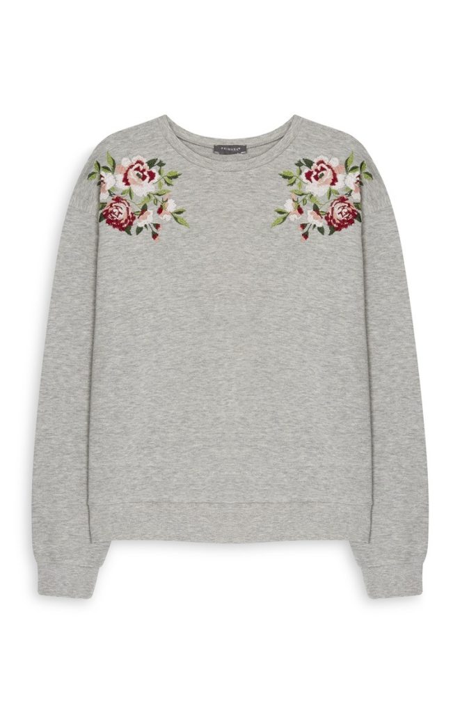 Sudadera gris floral