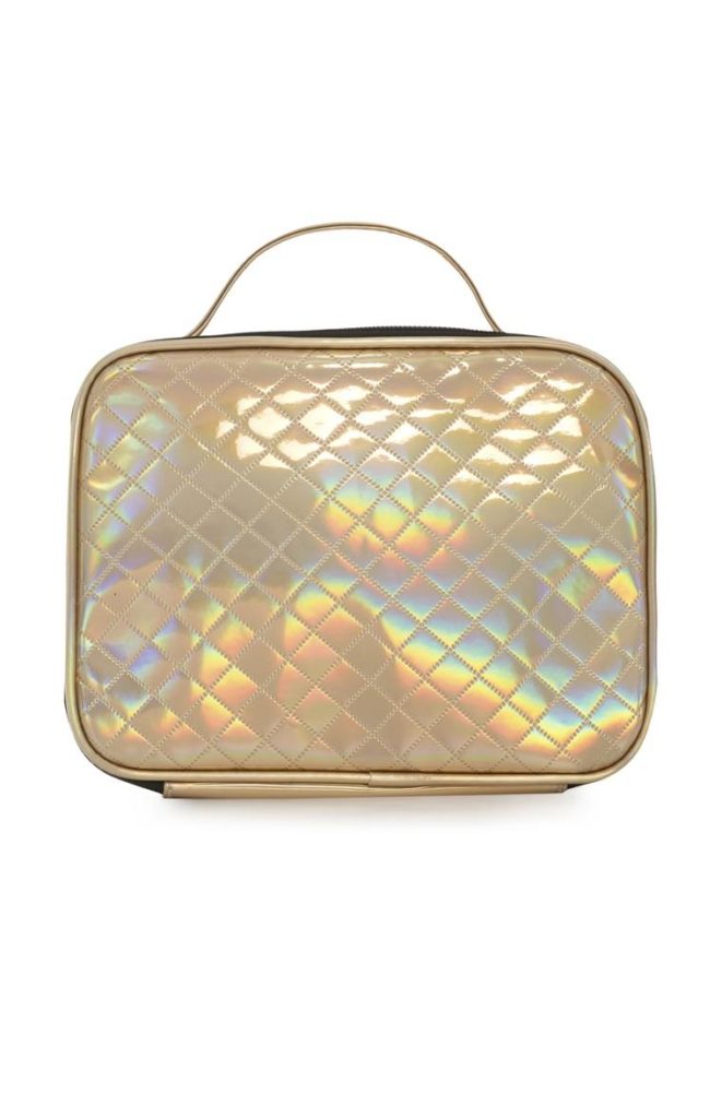 Bolsa de maquillaje de oro