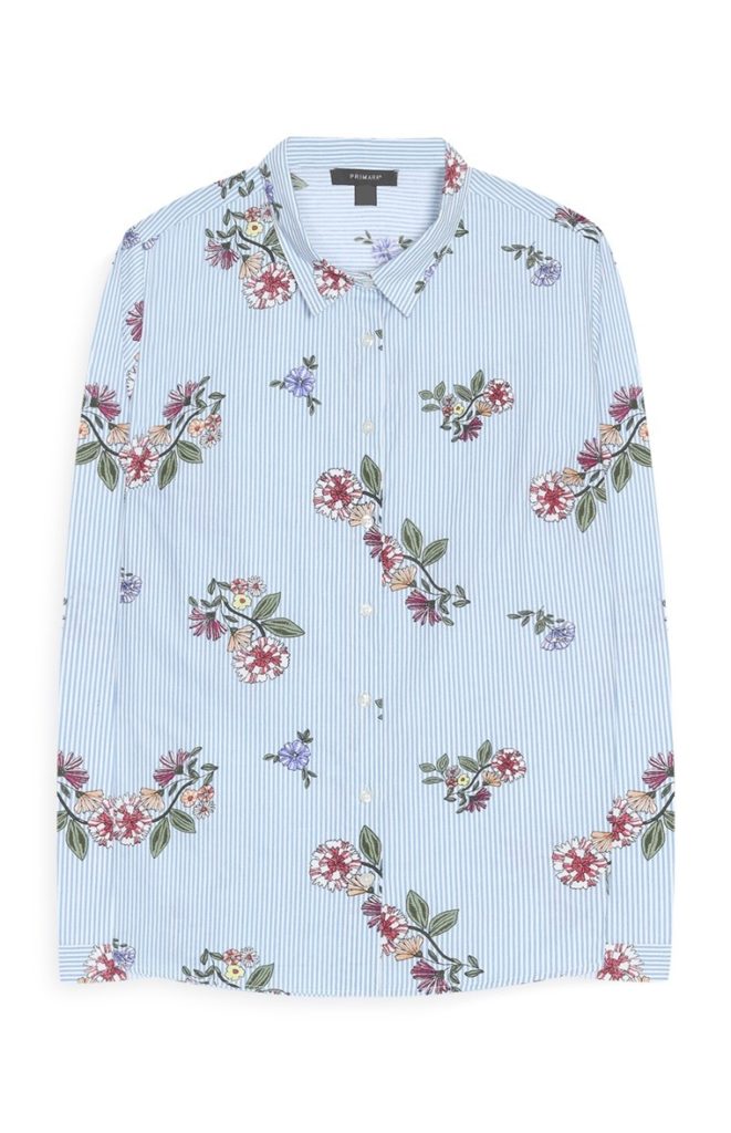 Camisa con estampado floral azul