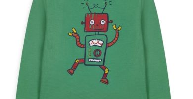 Camiseta verde con robot de bebé niño