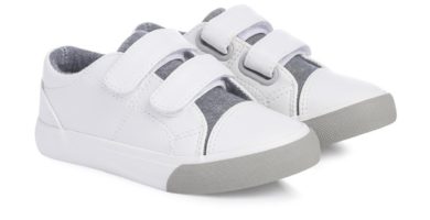 Entrenadores de velcro blanco y gris