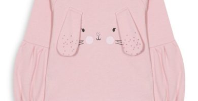 Jersey de cuello redondo de Baby Girl Rabbit