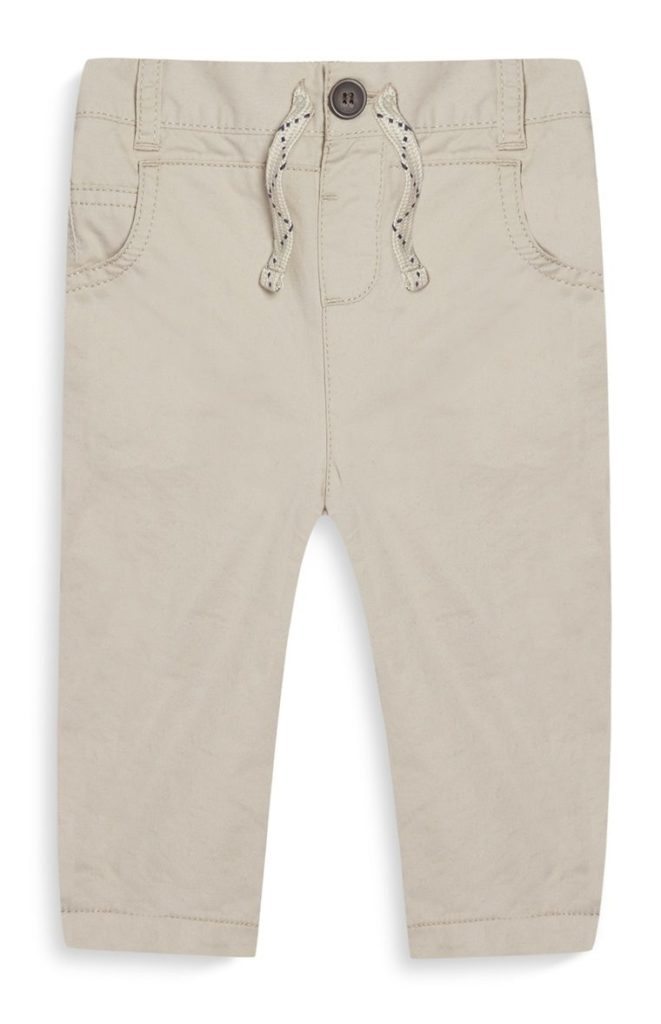 Pantalón de sarga beige de recién nacido