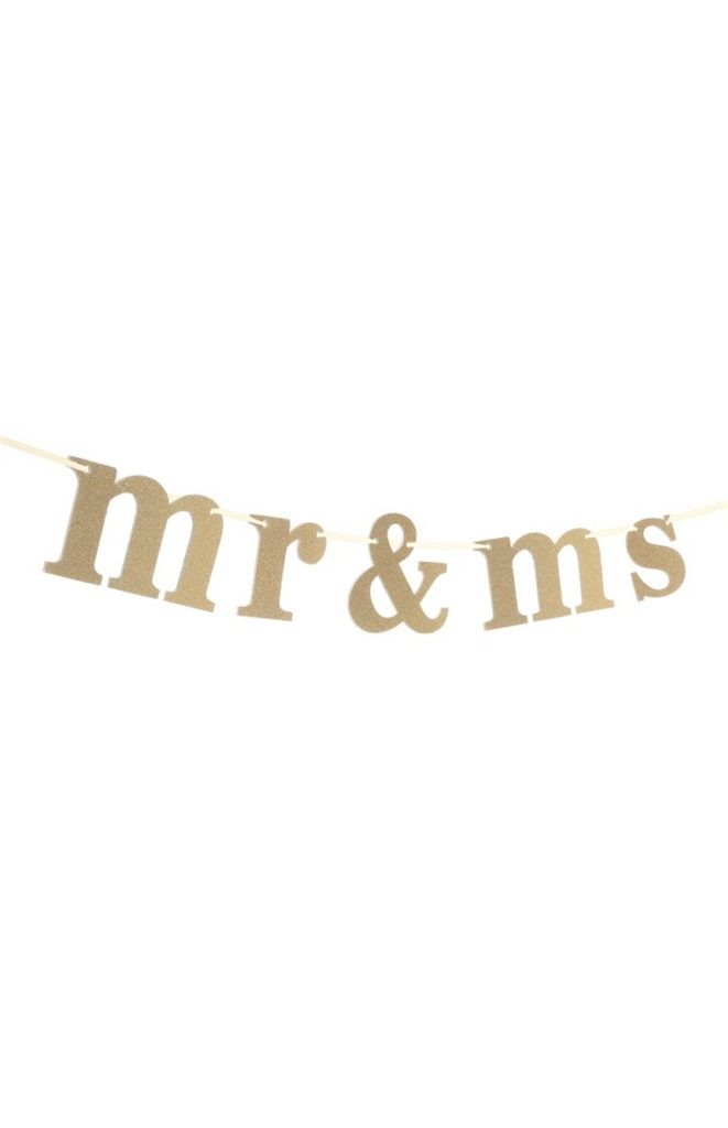 Banderín dorado «Mr & Mrs»