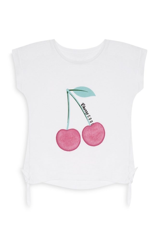 Camiseta Para Niña con Dibujo de Cereza