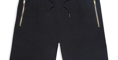 Shorts Negros con Cremalleras Doradas