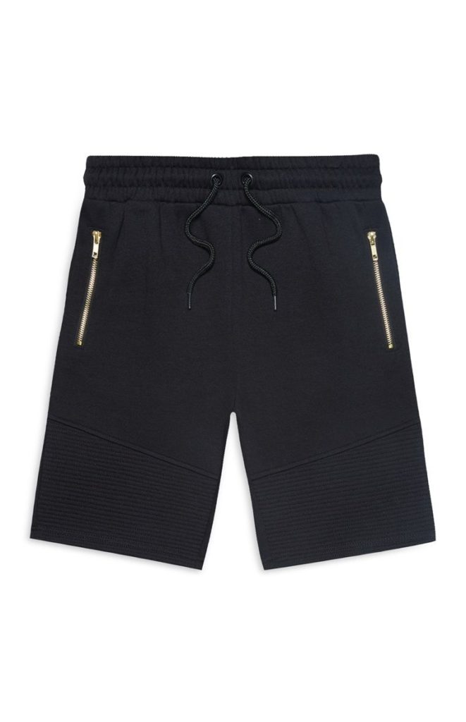 Shorts Negros con Cremalleras Doradas