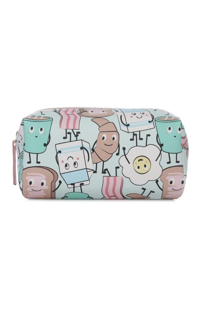 Bolsa de maquillaje con estampado de desayuno feliz