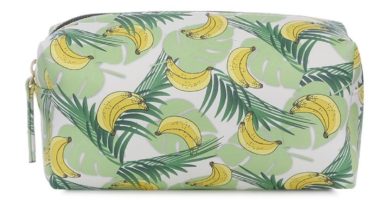 Bolsa de maquillaje de bananas y palmas