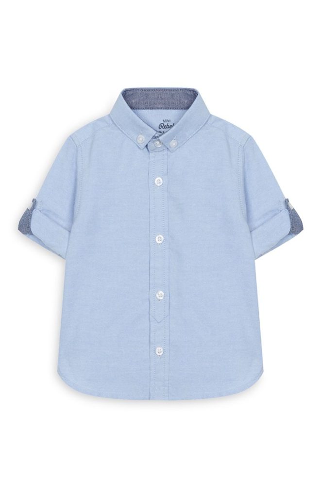 Camisa Oxford azul de bebé niño
