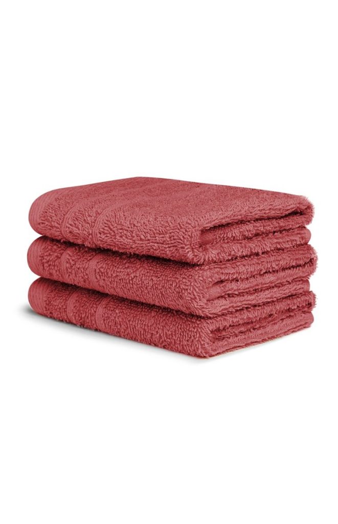 Pack de 3 toallas color coral